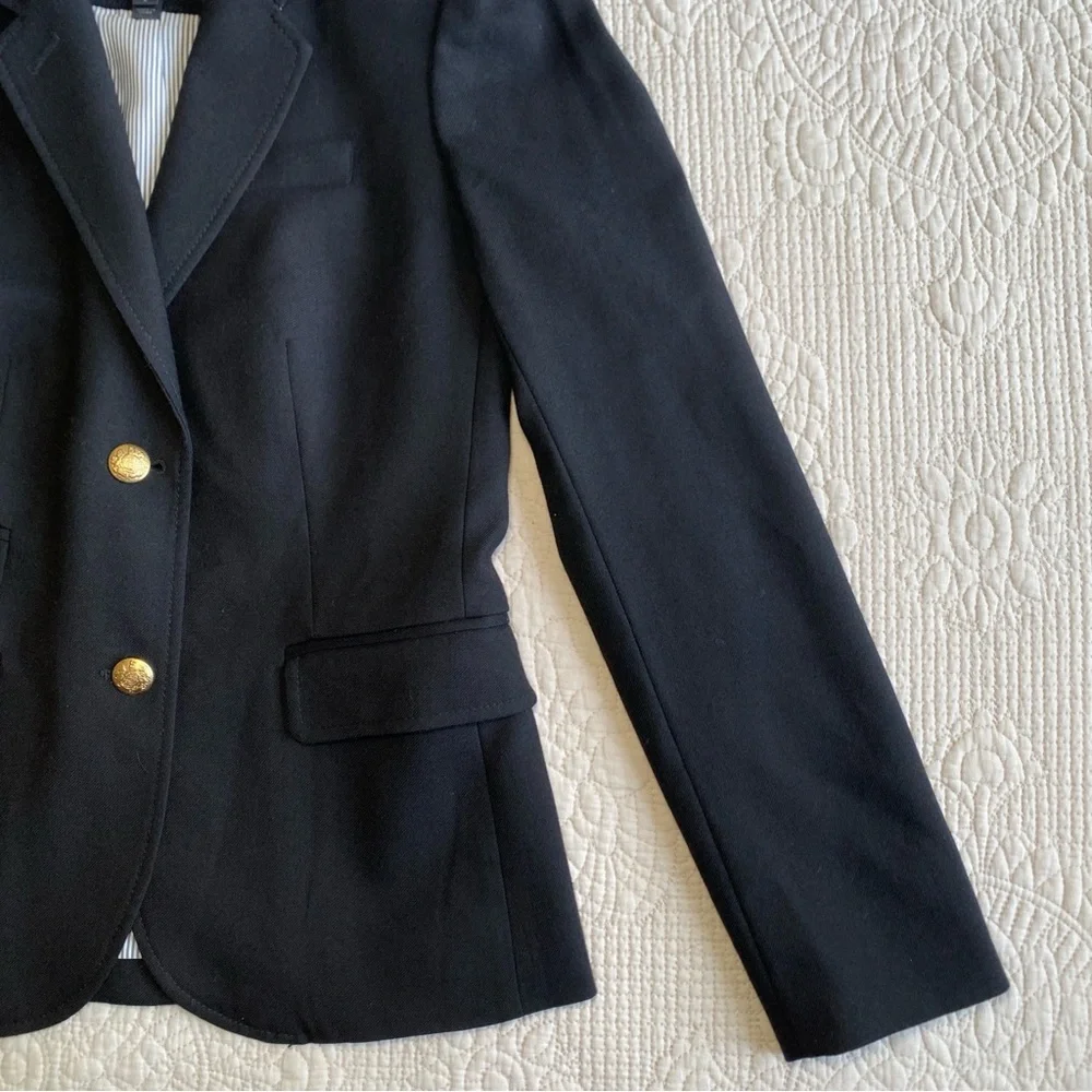 J. CREW Women’s Black Schoolboy Gold tone Buttons Wool Blazer Size 2